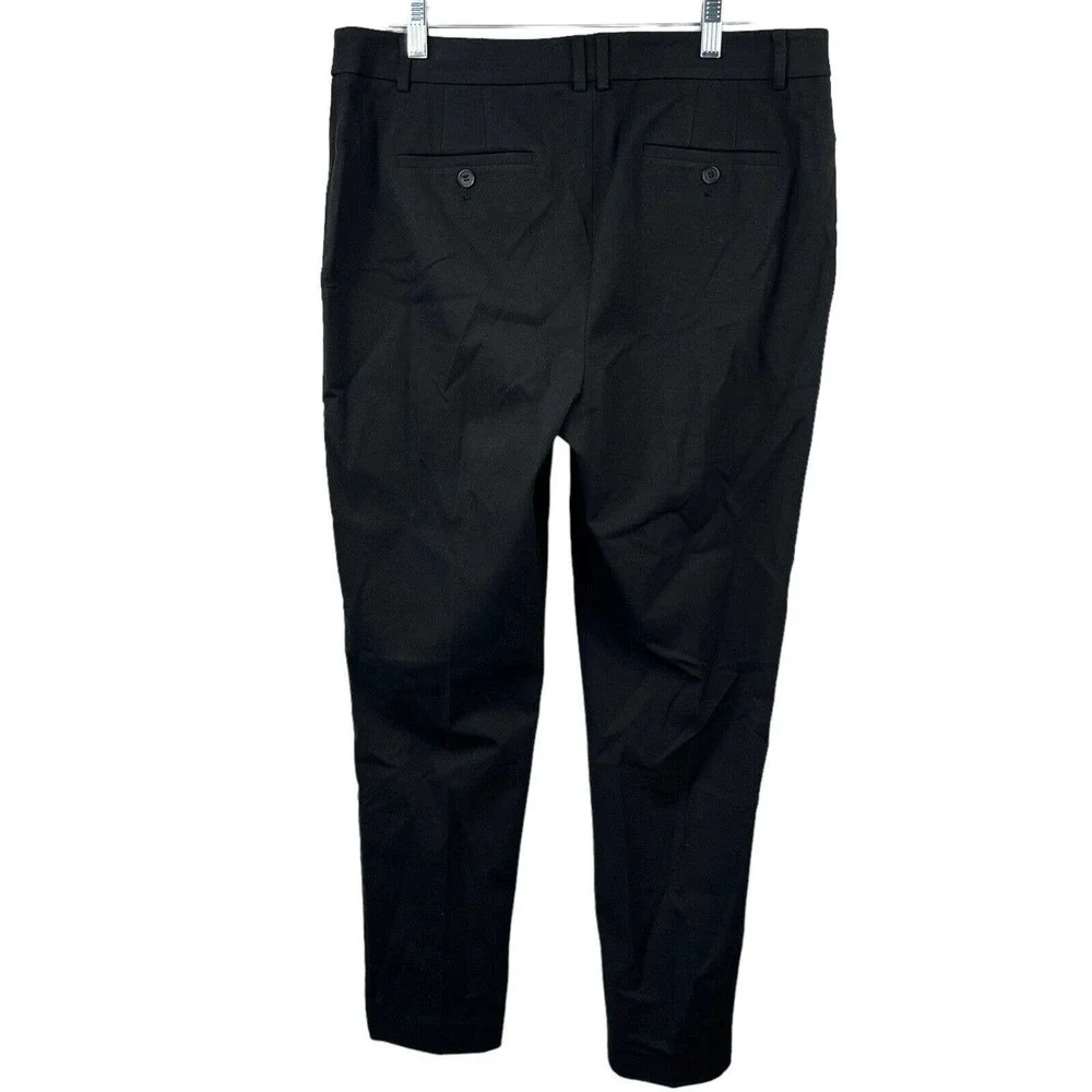 Talbots Black High Waist Straight Pants Size 12 Flat Front Chinos